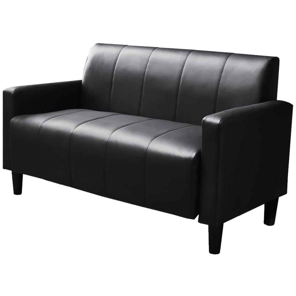 ワンルーム専用ソファ PVC-2P│合成皮革ブラック