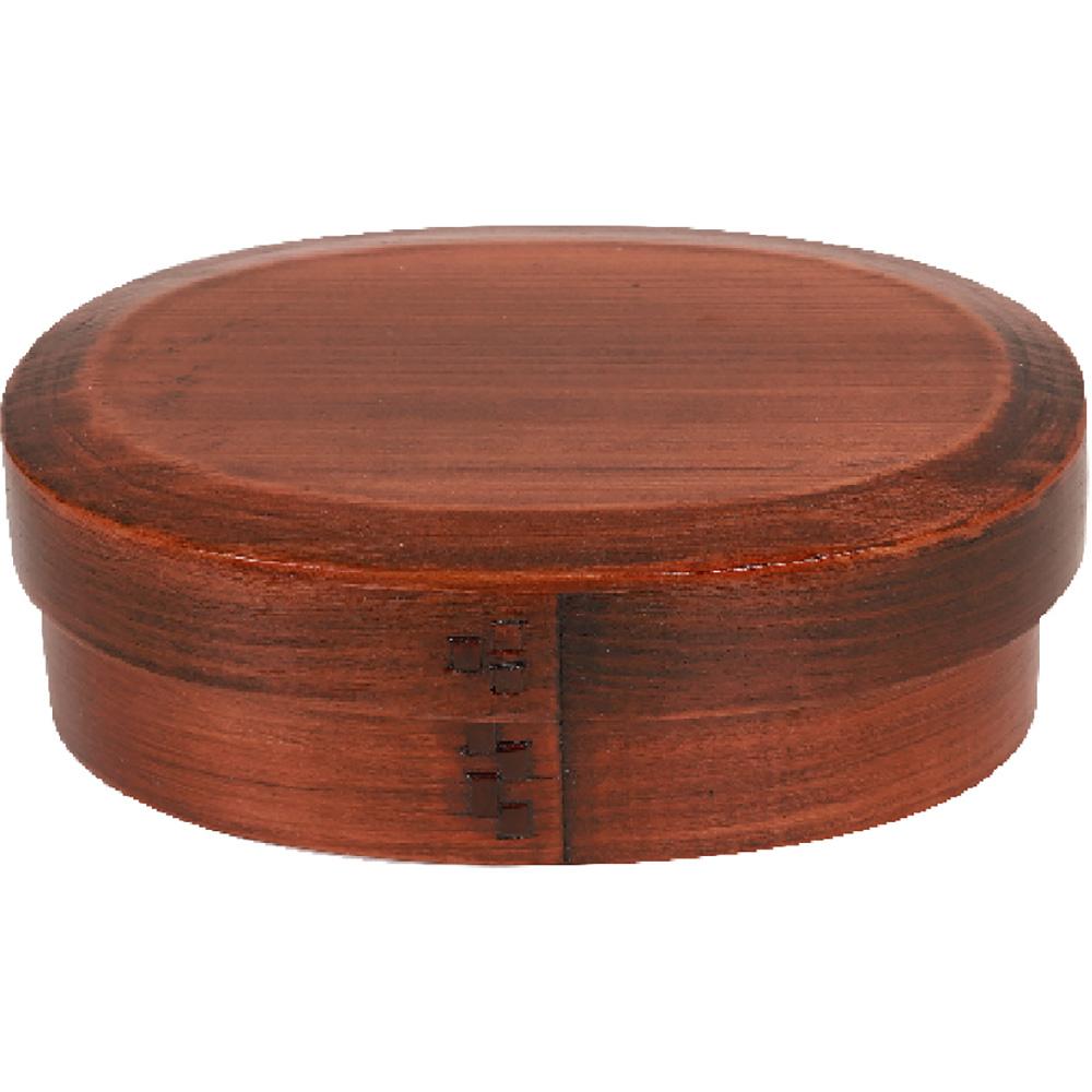 中茂国際 一段漆亀甲小判弁当箱 木目 BDH034A