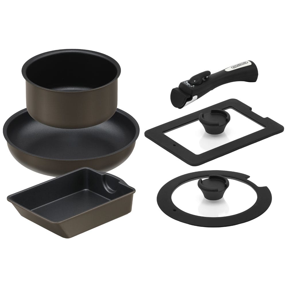 ダイヤモンドコートパン マルチエッグパン入り 6点セット IHガス火対応 MEGI-6S ブラウンメタリック