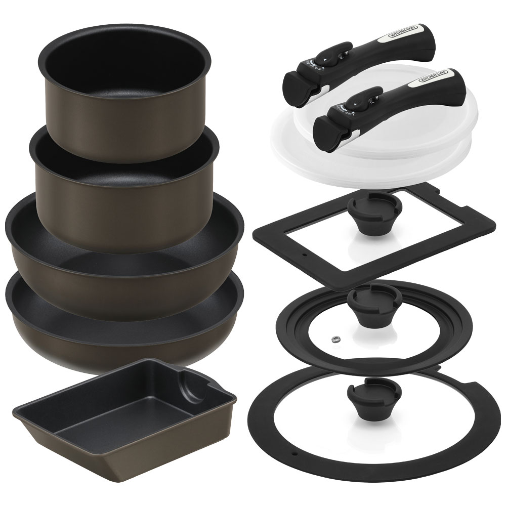 ダイヤモンドコートパン マルチエッグパン入り 12点セット IHガス火対応 MEGI-12S ブラウンメタリック