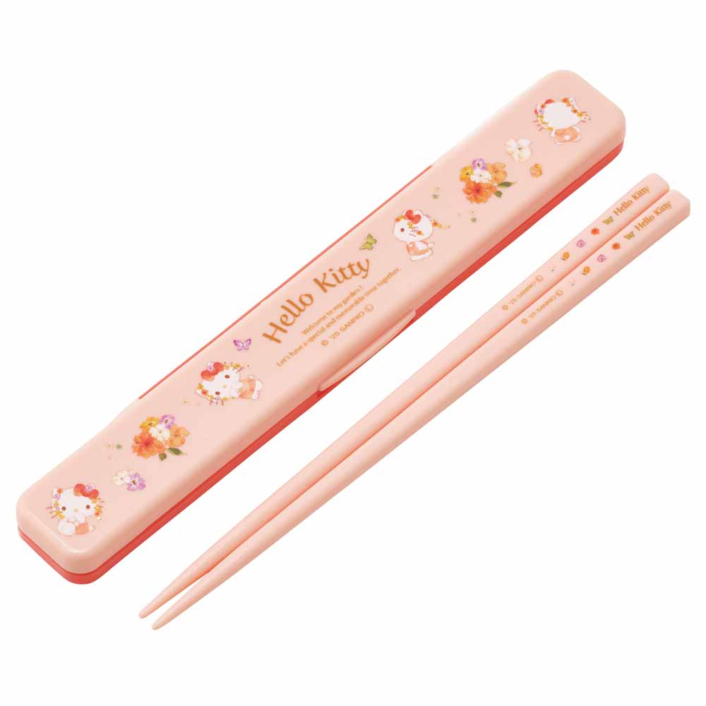 携帯おはし・箸箱セット 18cm パステル水彩花柄 ABC3 ハローキティ