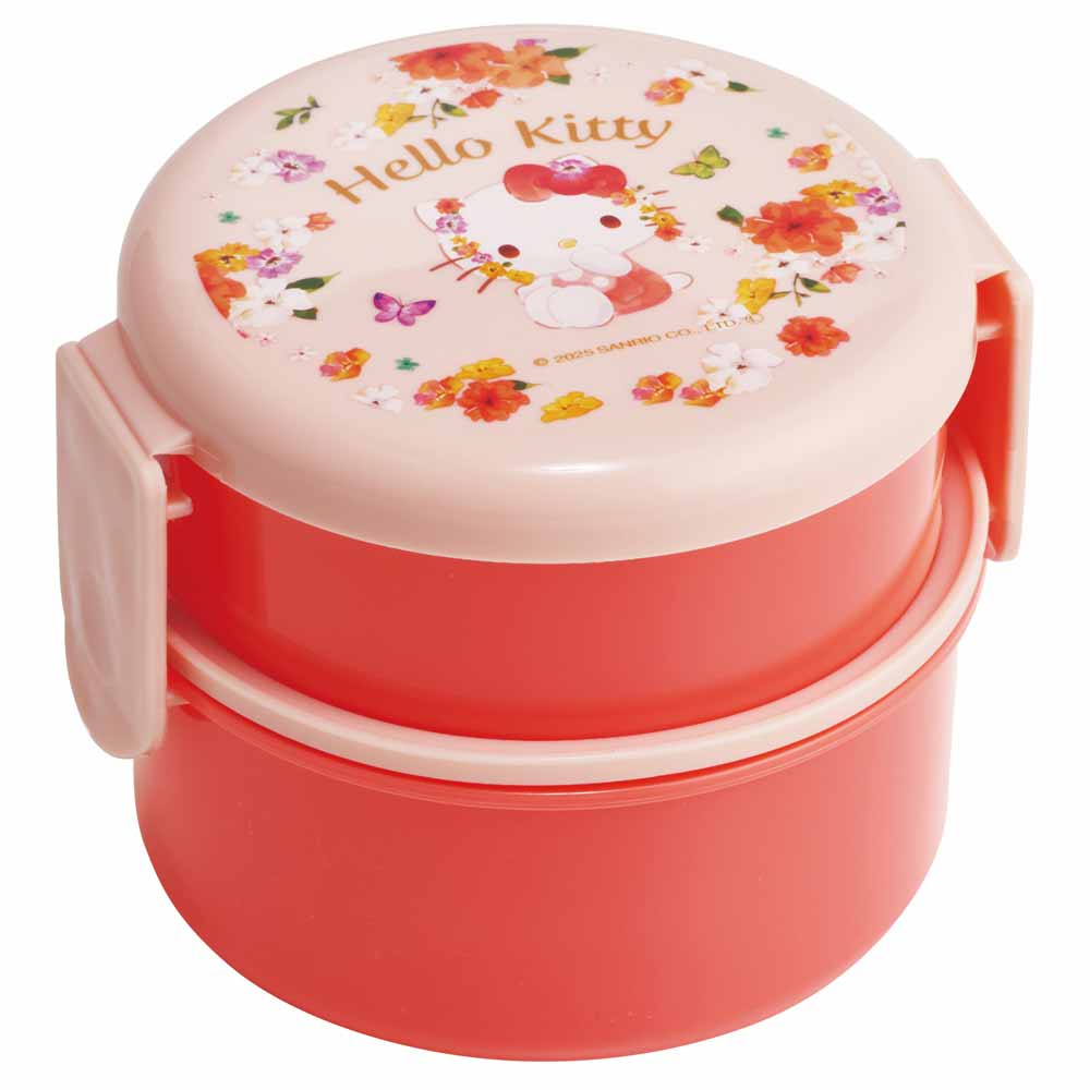 お弁当箱 2段 500ml ミニフォーク付き パステル水彩花柄 ONWR1 ハローキティ