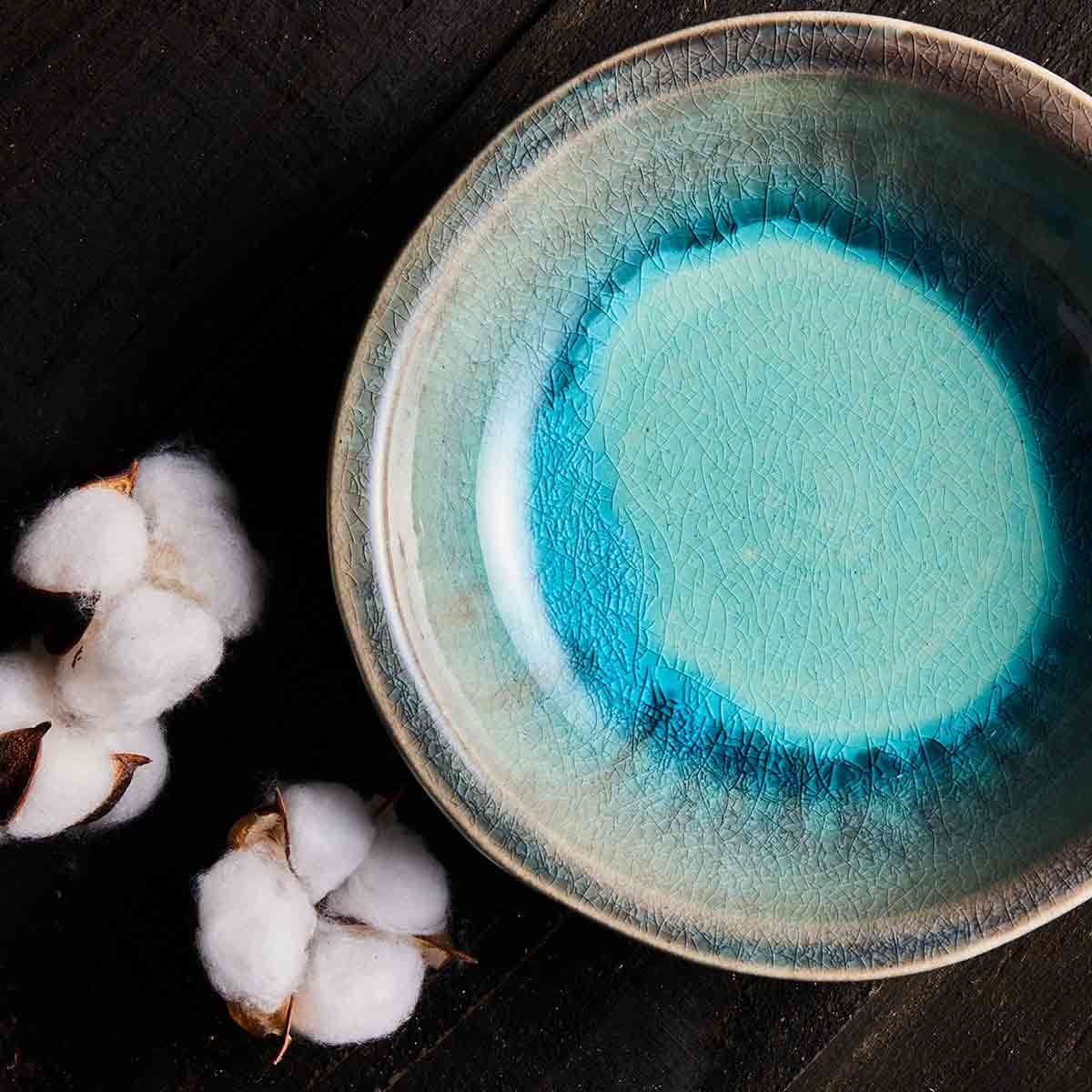 【信楽焼】信楽四季彩陶 -小寒 中深皿 しづり雪