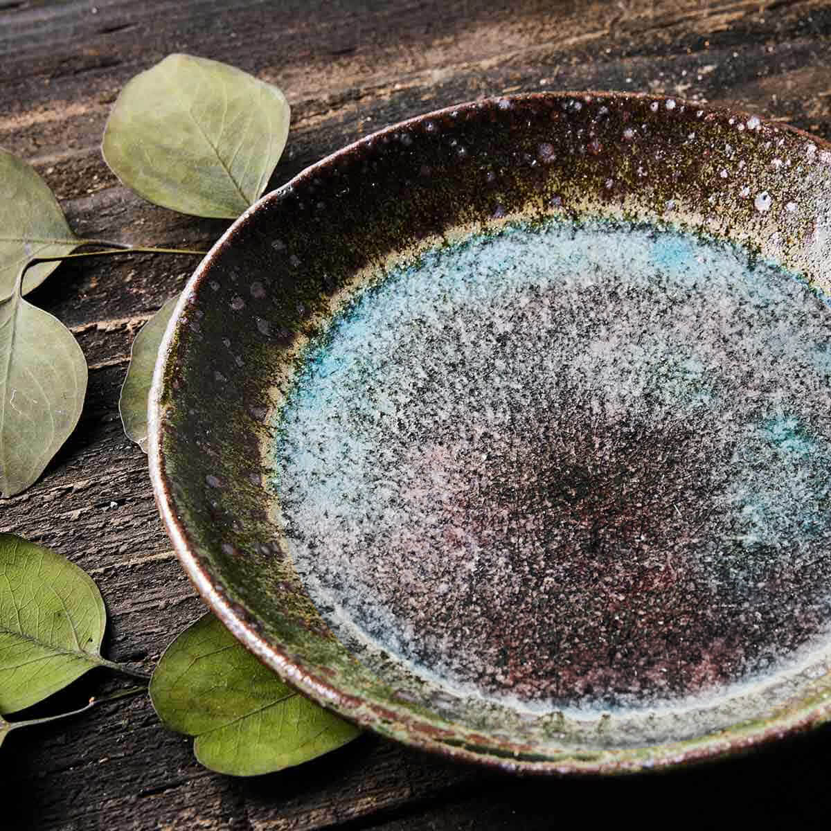 【信楽焼】信楽四季彩陶 -小寒 平皿 霜柱(しもばしら)