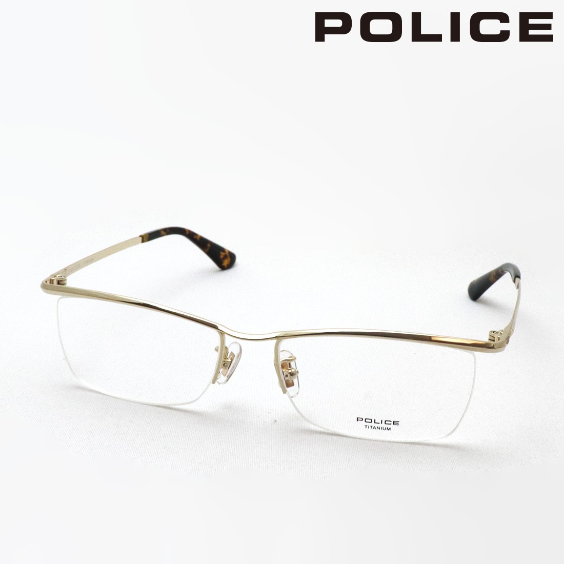 ポリス メガネ POLICE VPLG48J 0300 TITANIUM チタニウム ハーフリム