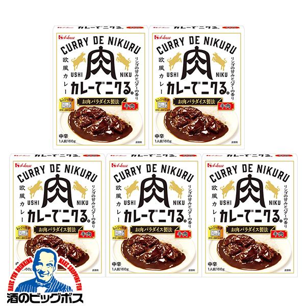 レトルトカレー ビーフカレー 5個セット ハウス食品 カレーでニクる。牛肉 160g×5個(005)『FSH』【本州のみ　送料無料】