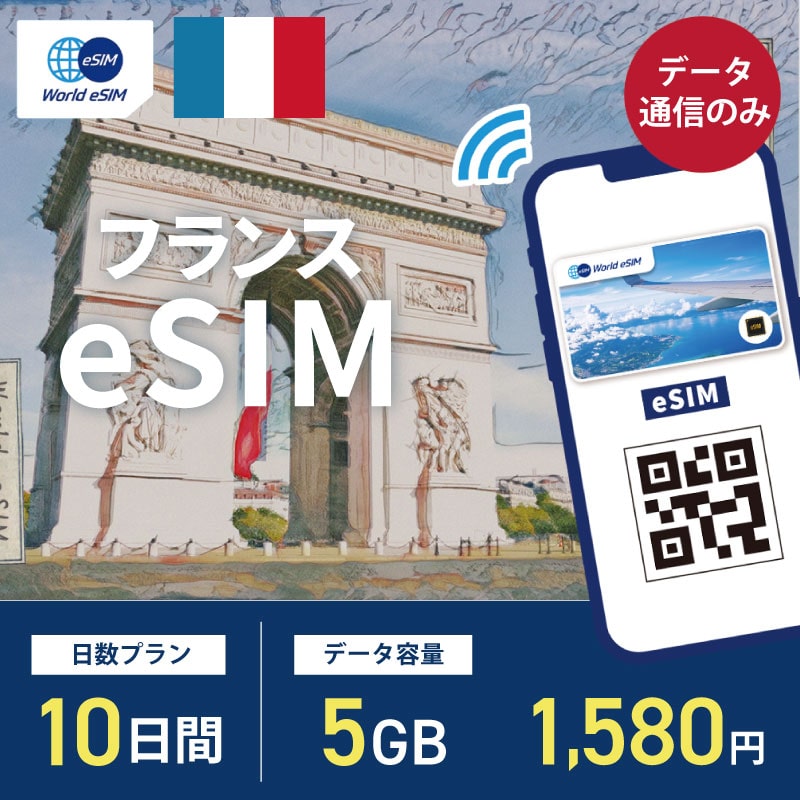 海外用 eSIM フランス 10日間 5GB