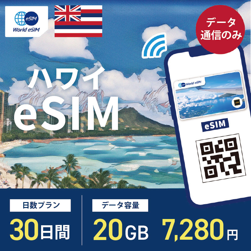 海外用 eSIM ハワイ 30日間 20GB