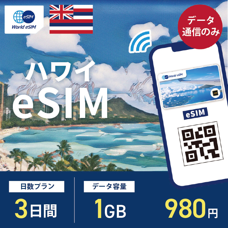海外用 eSIM ハワイ 3日間 1GB