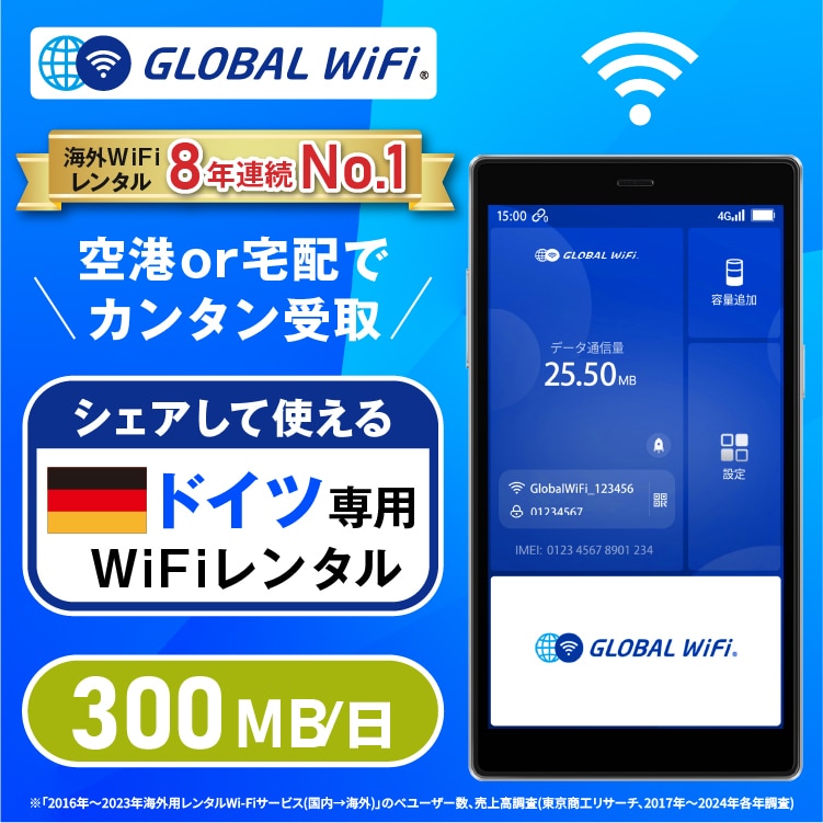 ドイツ wifi レンタル 1日 容量 300MB