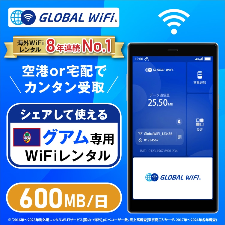 グアム wifi レンタル 1日 容量 600MB