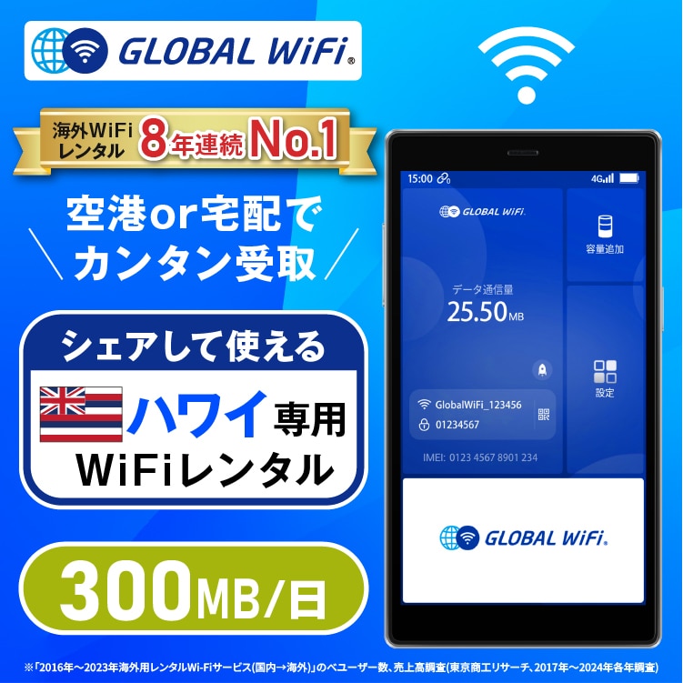 ハワイ wifi レンタル 1日 容量 300MB