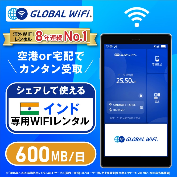 インド wifi レンタル 1日 容量 600MB