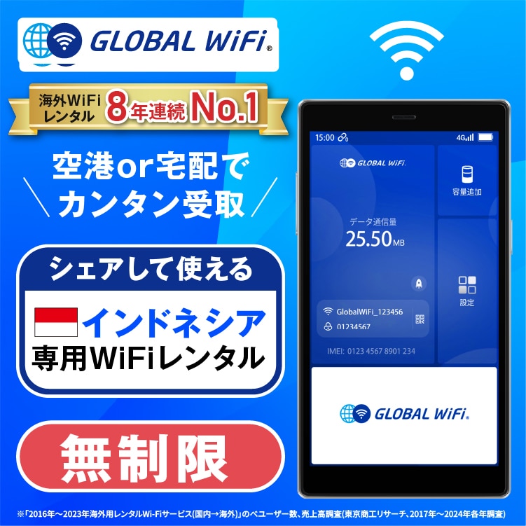 インドネシア wifi レンタル 4G無制限 データ使い放題