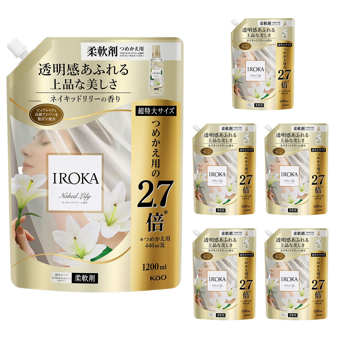花王 IROKA イロカ -ネイキッドリリーの香り- 1200ml 超特大サイズ つめかえ用 ×6個セット