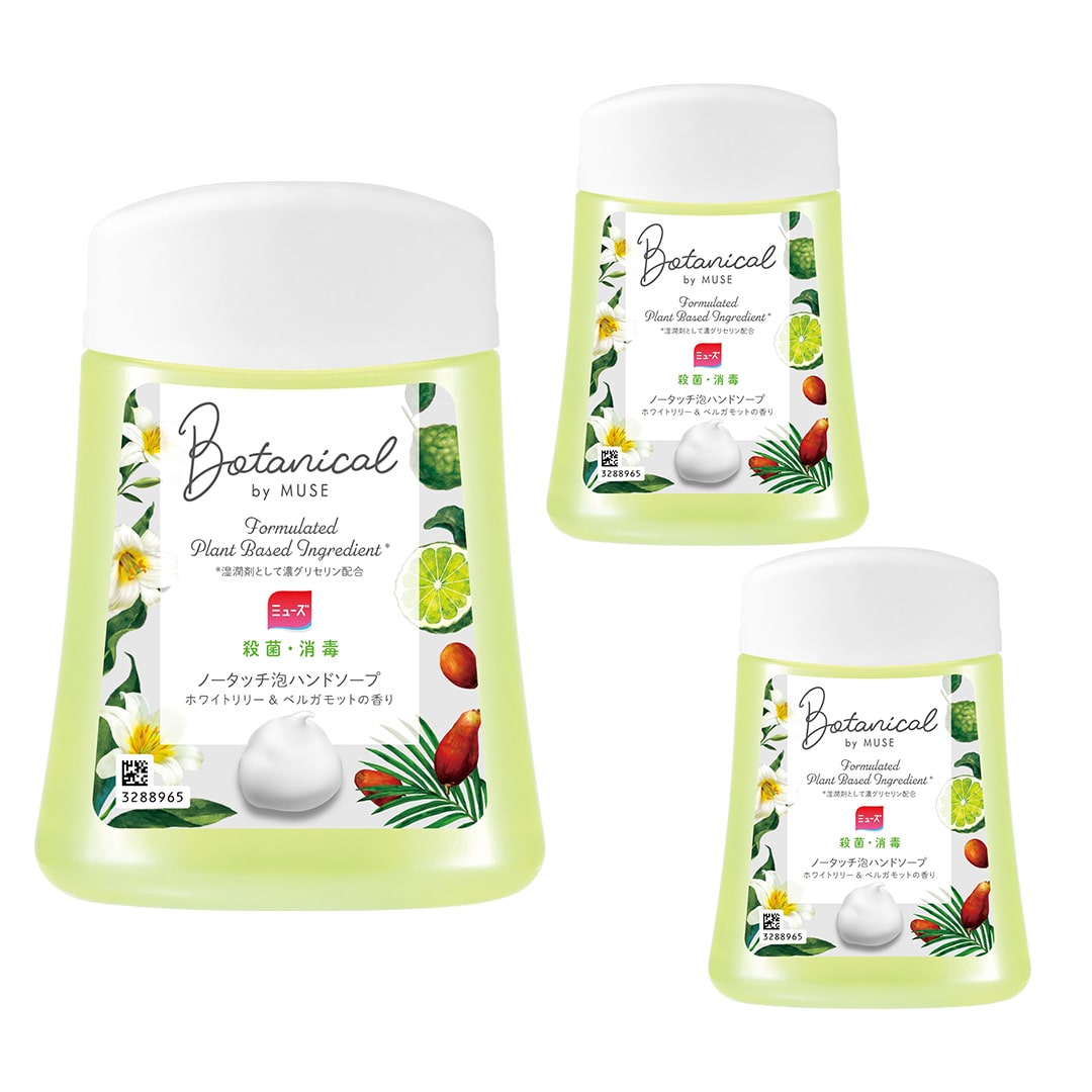 ミューズ ノータッチ ハンドソープ 詰め替え 泡 自動 3個セット ボタニカルホワイト (ホワイトリリー&ベルガモット)