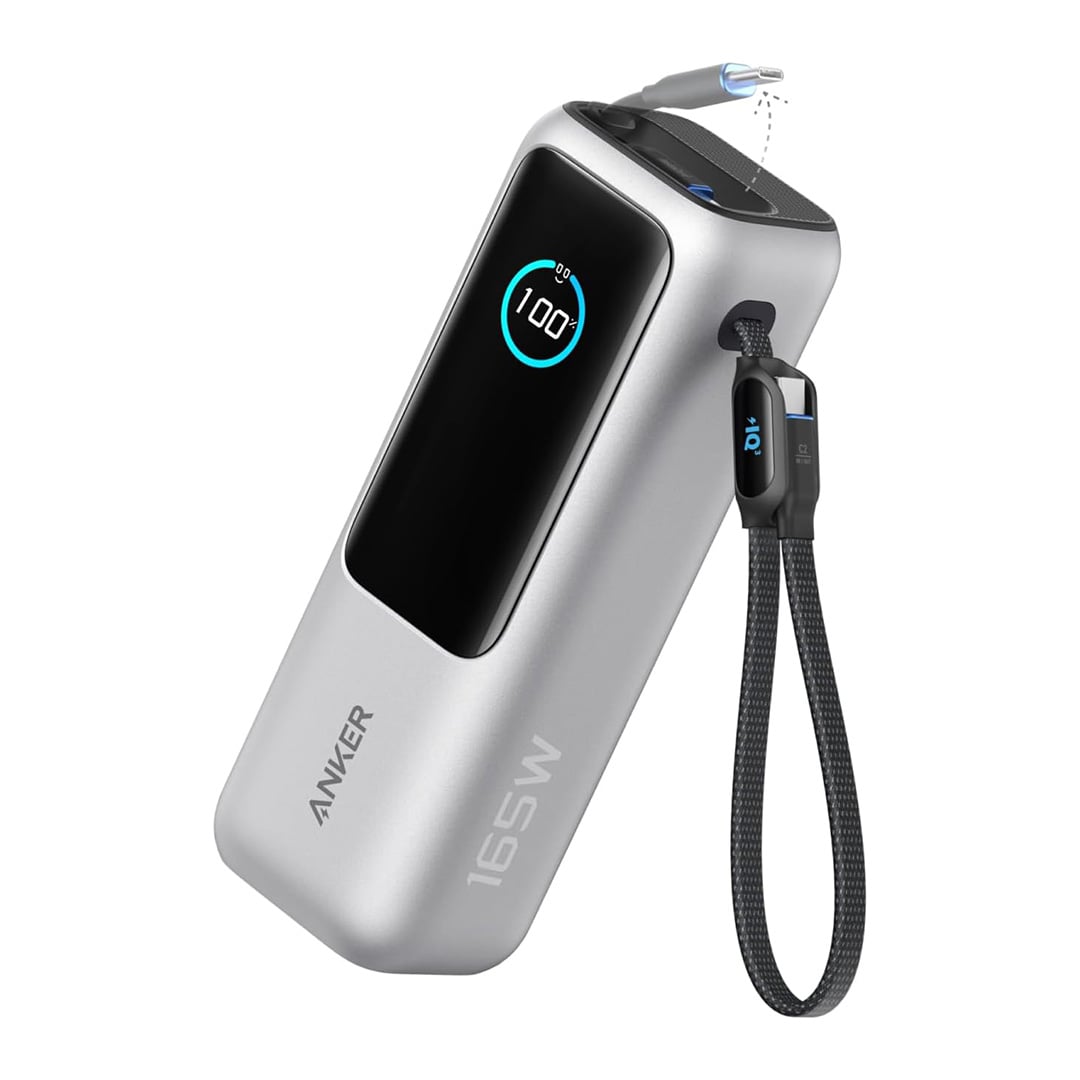 Anker Power Bank 25000mAh, Built-In & 巻取り式USB-Cケーブル シルバー