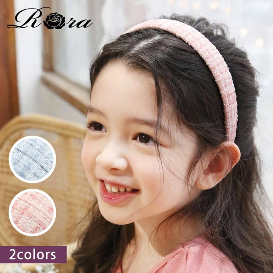 Rora カチューシャ 通販 ツイード 58532202 髪飾り ヘッドドレス 子供 女の子 フォーマル 可愛い おしゃれ 発表会 入園式 卒園式 入学式 子ども用アクセサリー ヘアアレンジ ヘアーアクセサリー ヘアアクセサリー キッズファッション ブルー フリー