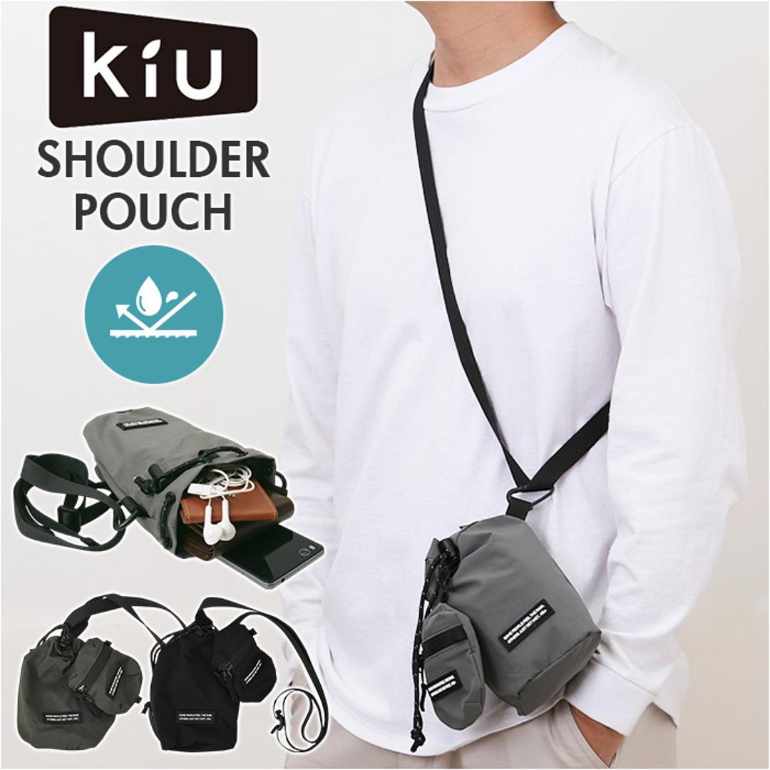 kiu キウ ショルダーバッグ ポーチ ミニ K433 通販 ミニショルダー ショルダー ショルダーバック 巾着 肩掛け ななめ掛け 斜めかけ ミニポーチ付き キーカラビナ付き 開口部が広い KiU メンズ レディース 男女兼用 ユニセックス アウトドア 948.ライトグレー(LGY) ・