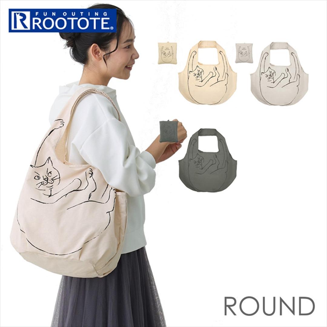 ルートート トートバッグ ROOTOTE 1188 通販 トートバック 肩掛けバッグ エコバッグ 買い物バッグ 折りたたみバッグ サブバッグ コンパクト 大きめ A4 大容量 レディース おしゃれ かわいい 通学 通勤 猫 ねこ 綿 ROUND ラウンド SHIRO ・