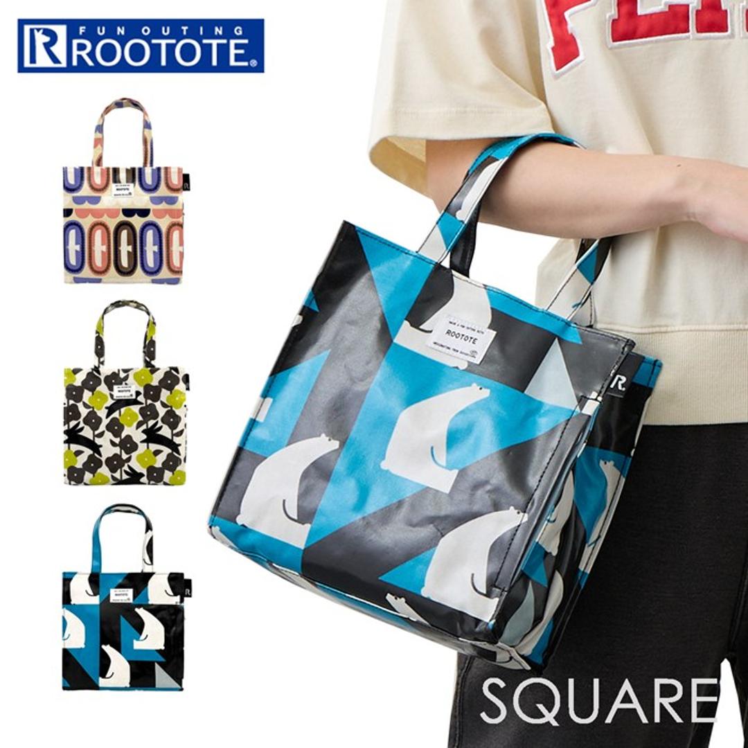 ルートート rootote トートバッグ 3534 通販 トートバック ラミネート 手持ちバッグ 手提げバッグ 手提げカバン 通勤 通学 SQUARE スクエア 正方形 撥水 小さめ レディース おしゃれ かわいい シンプル 大人 可愛い レディースバッグ Bird_Cloud ・