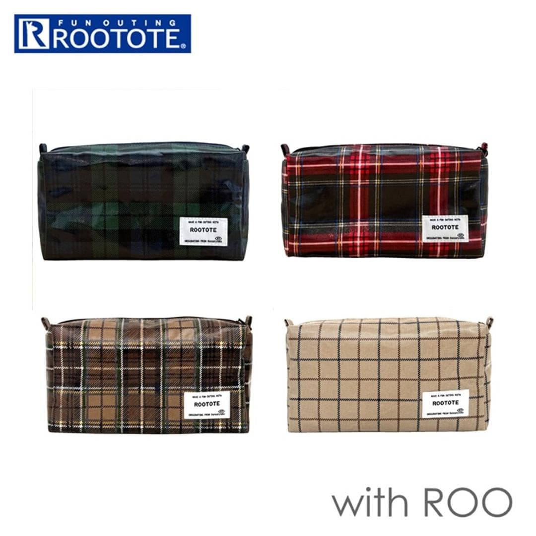ルートート ラミネート ROOTOTE 3609 通販 ポーチ 化粧ポーチ 小物入れ メイクポーチ コスメポーチ ペンケース レディース 大人 かわいい おしゃれ チェック 撥水 軽量 軽い 旅行 シンプル オシャレ withRoo ウィズルー ウイズルー C-GREEN ・