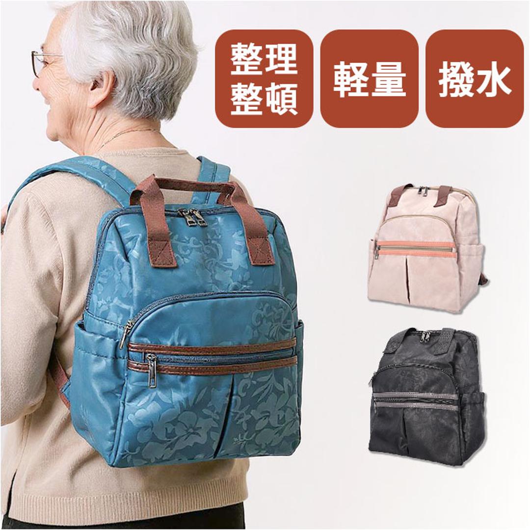 シニア リュック レディース 通販 リュックサック おしゃれ デイパック レディースリュック シニアリュックサック レディースバッグリュック バッグ バック 軽い 軽量 持ち手 ポリエステル ファスナー かわいい 可愛い 70代 60代 祖母 高齢者 敬老の日 ブラック ・