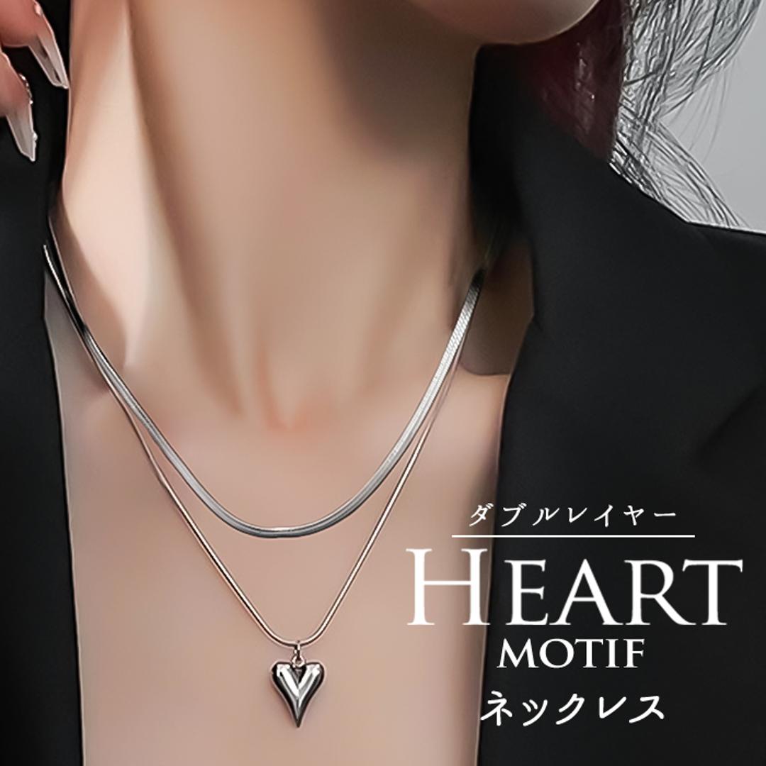 ネックレス レディース シルバー 通販 ペンダント 首飾り アクセサリー ジュエリー ハート シンプル 大人 かわいい おしゃれ 可愛い 女性 ダブルレイヤーハートモチーフネックレス nec-064 ダイヤモンドハーツ Diamond Hearts シルバー ・