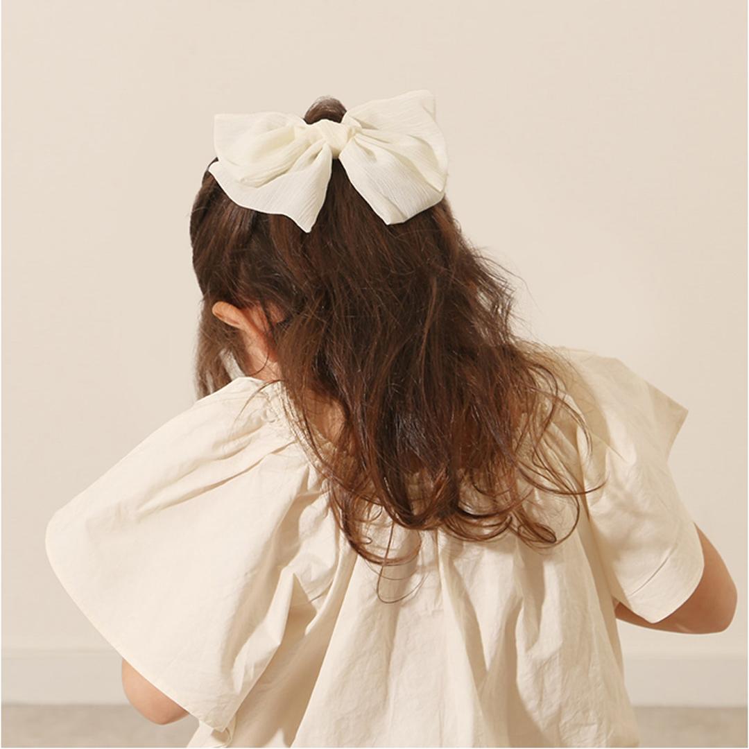 RORA ヘアクリップ 通販 ローラ ケイト バレッタ ヘアアクセサリー 髪飾り キッズ 子供 子ども こども リボン 透け感 大きめ しっかり かわいい おしゃれ 女の子 女子 入園式 卒園式 入学式 卒業式 フォーマル 発表会 結婚式 キッズファッション アイボリー ・