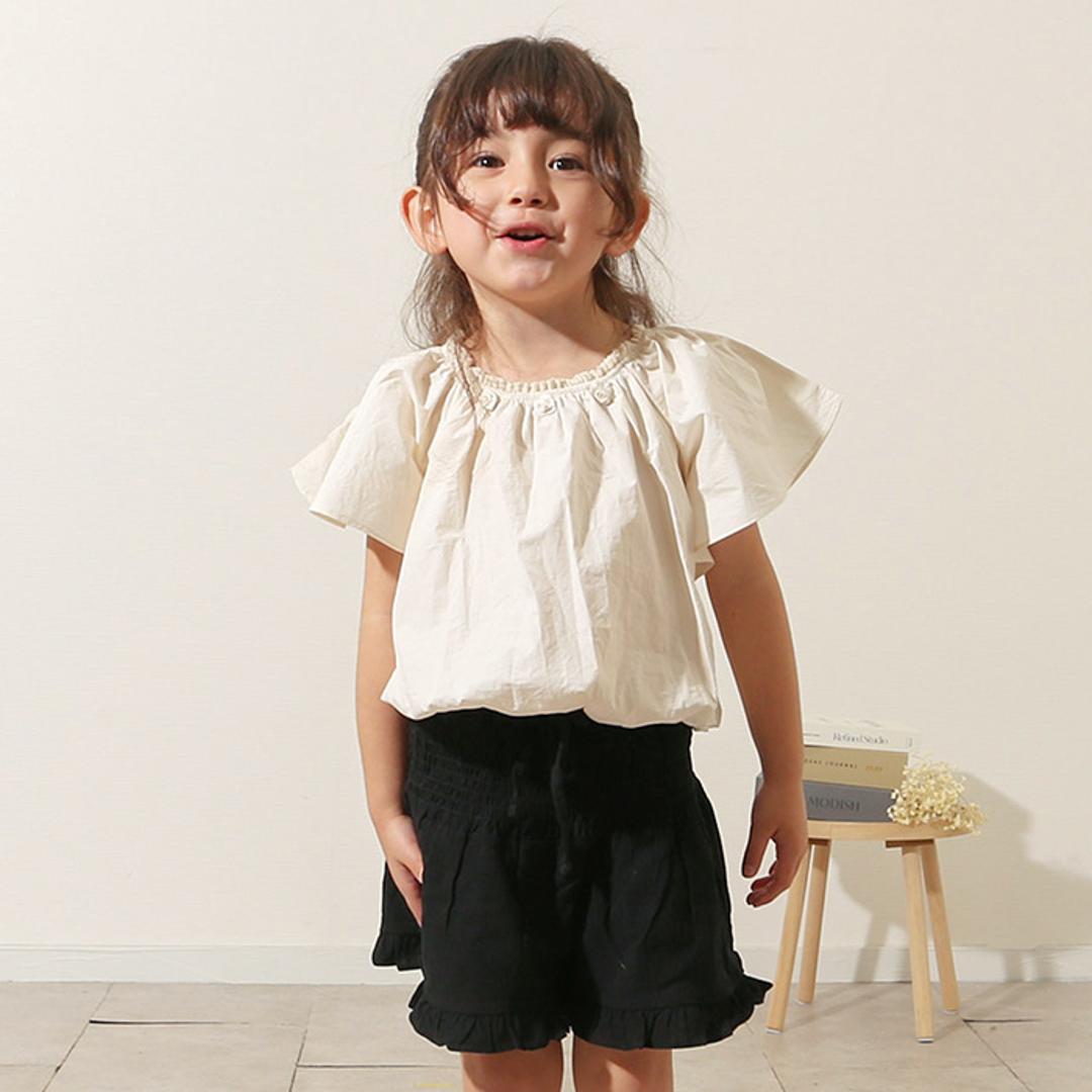 Rora ブラウス 襟なし 通販 ローラ クリーミー カットソー キッズ 子供 女の子 女子 こども 子ども きれいめ 白 ベージュ フレアスリーブ 花 お花 おしゃれ かわいい オシャレ 可愛い カジュアル トップス 子ども服 子供服 キッズファッション クリーム 110cm