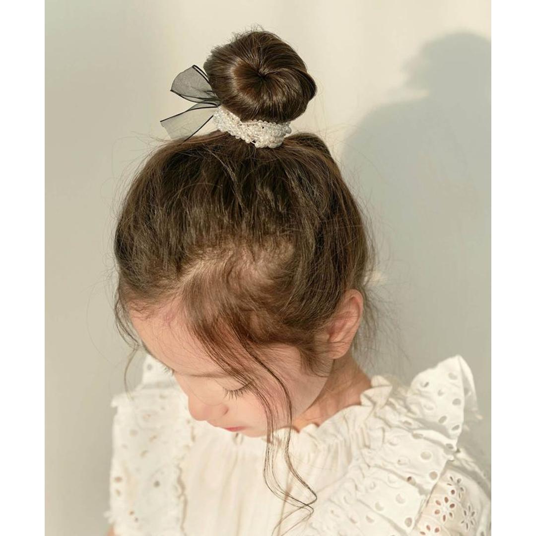 Rora ヘアゴム キッズ 通販 ボンジュール ビジュー 髪ゴム 髪飾り 髪留め リボン パール 女の子 子供 子ども こども おしゃれ かわいい フォーマル 大人っぽい 上品 入園式 卒園式 入学式 卒業式 結婚式 パーティー ヘアアレンジ ヘアアクセサリー ホワイト フリー