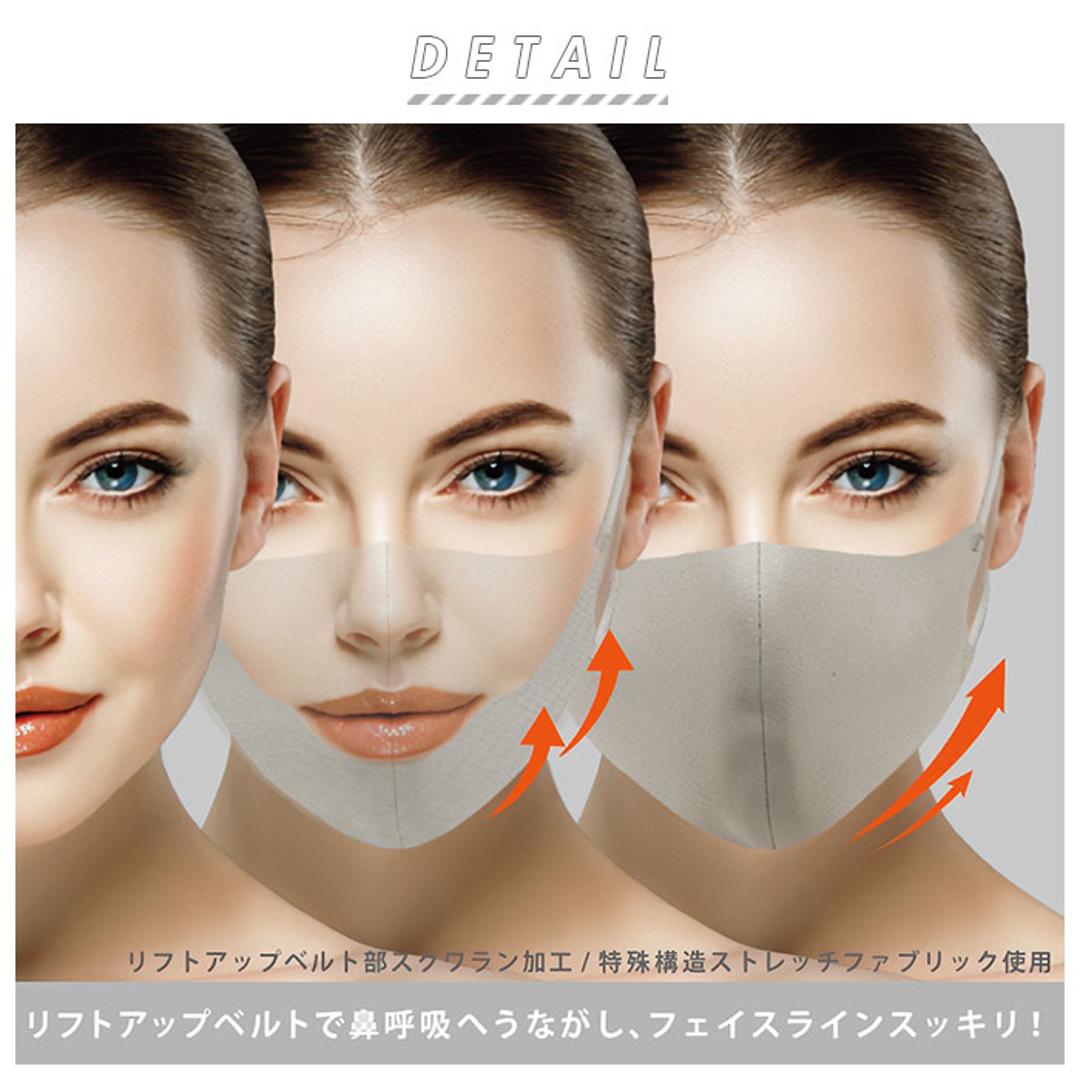 小顔 マスク 2個セット 通販 洗える 小顔ボーテ 小顔BEAUTE シークレットリフトアップマスク SECRET LIFT UP MASK リフトアップベルト フェイスライン 口呼吸 対策 鼻呼吸 吸水速乾 消臭加工 UVカット 95% ストレッチ 伸縮性 砂山靴下 6211CA 大人用 衛生マスク 衛生日用品 グレー2枚 ・