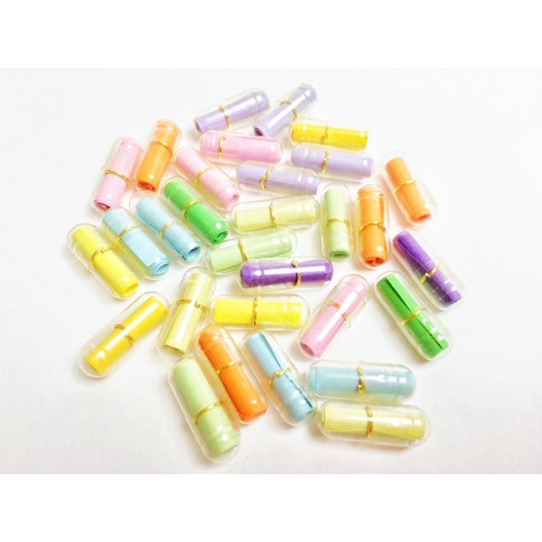 ミニメッセージカード カプセル 30個入り 通販 メッセージカード ミニ 便箋 びんせん 便せん ミニレター 手紙 てがみ レター カプセル入り カラフル 寄せ書き 職場 退職 学校 卒業 友人 友達 かわいい 可愛い おしゃれ ギフト ステーショナリー 文房具 マルチカラー ・