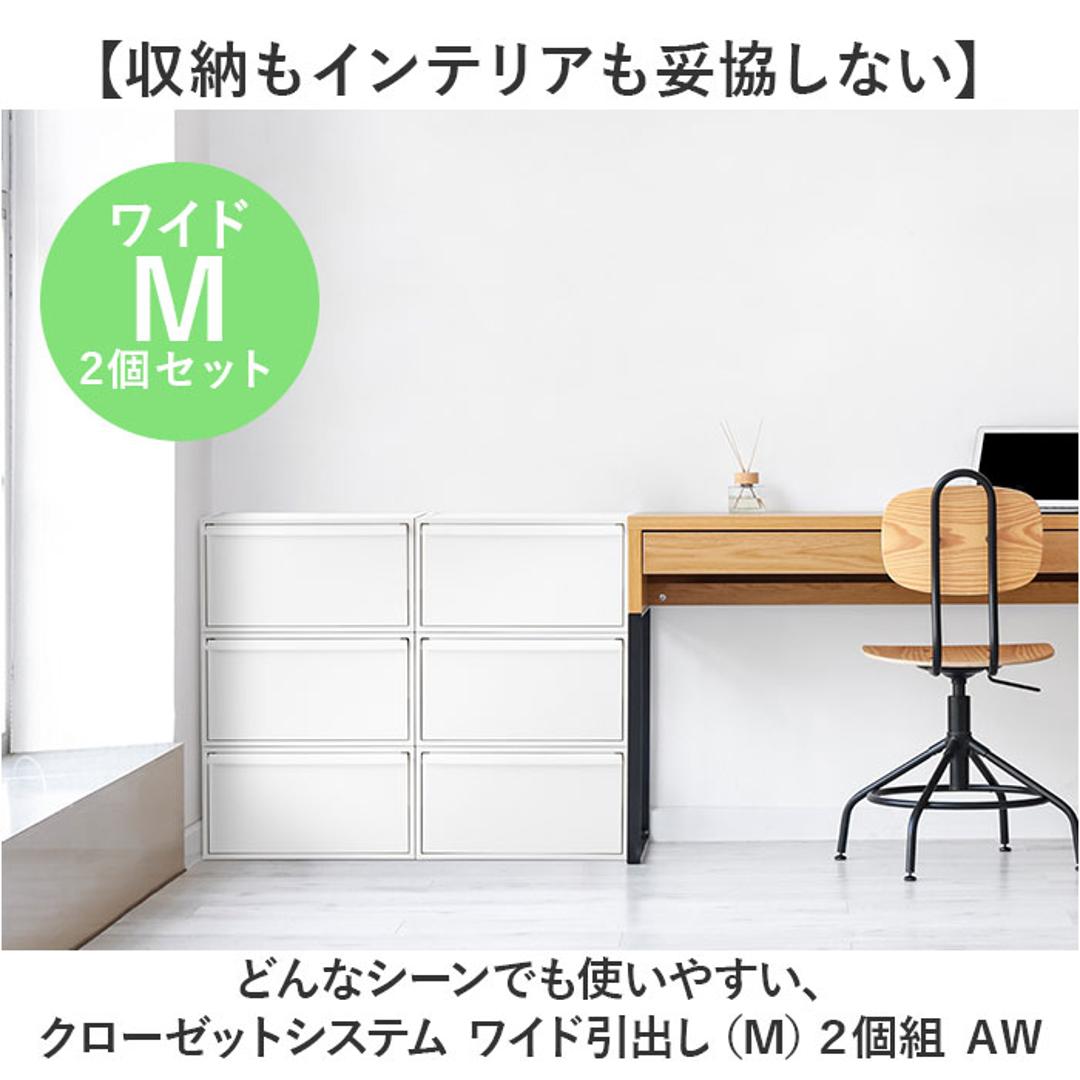 like-it クローゼットシステム ワイド引出し 通販 日本製 収納ケース 引き出し チェスト 衣装ケース 収納ボックス ライクイット CS-WD2 2P ワイド m クローゼット収納 押入れ収納 スタッキング インテリア シンプル おしゃれ ベージュ ・