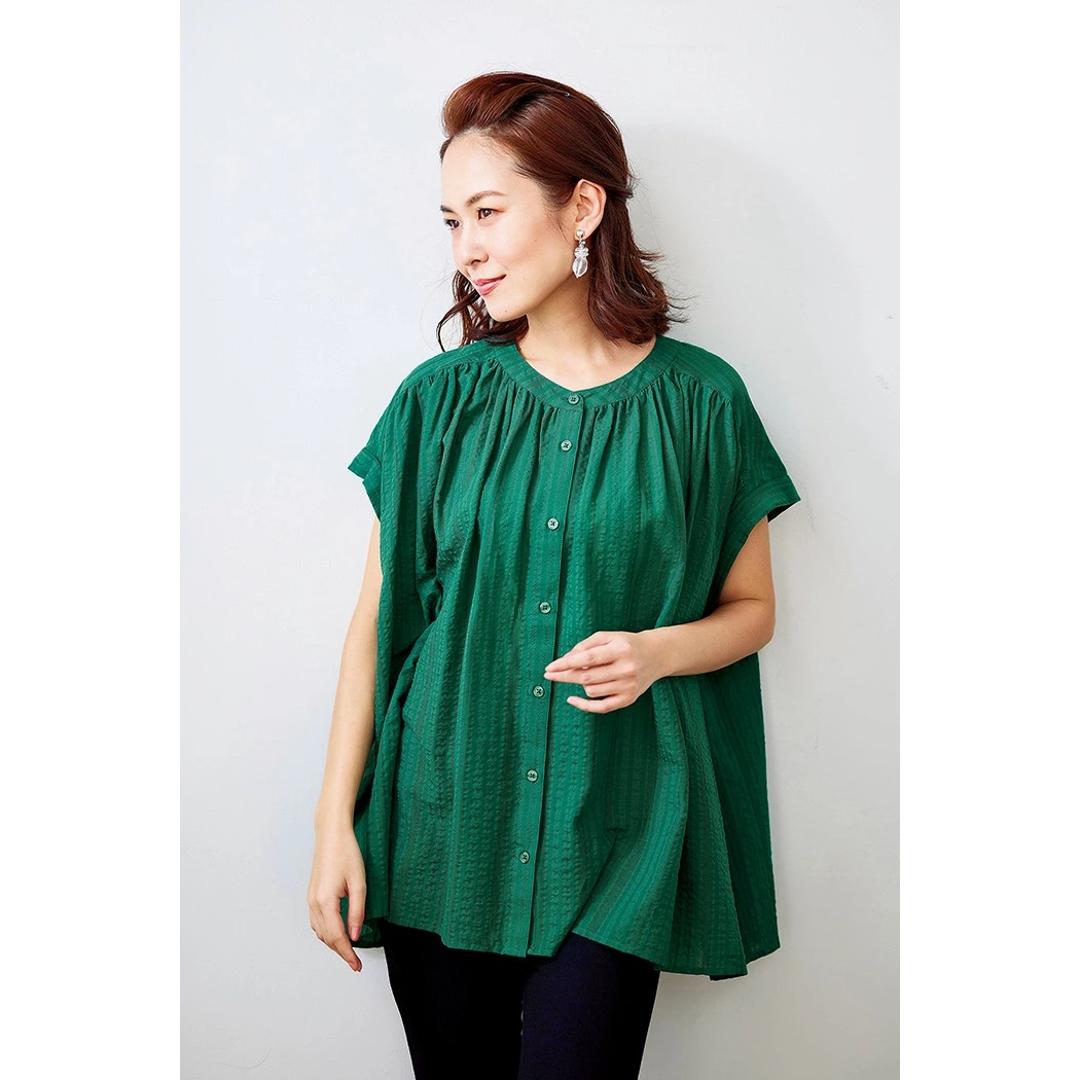 ブラウス ノーカラー レディース 961604 通販 シャツ レディースブラウス レディースシャツ ノーカラーシャツ フレンチスリーブ 綿 レーヨン ゆったり 無地 シンプル 春 夏 上品 カジュアル 女性用 女性 おしゃれ オシャレ トップス ファッション グレージュ Mサイズ