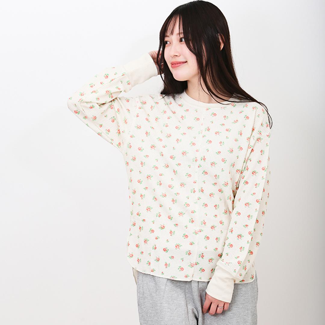 JEMORGAN サーマル レディース 通販 ジェーイーモーガン JD071-59S 切替ロンT ワッフル ロンT Tシャツ 長袖Tシャツ カットソー 長袖 トップス ワッフル生地 パック入り おしゃれ シンプル レディースファッション ピンク ・