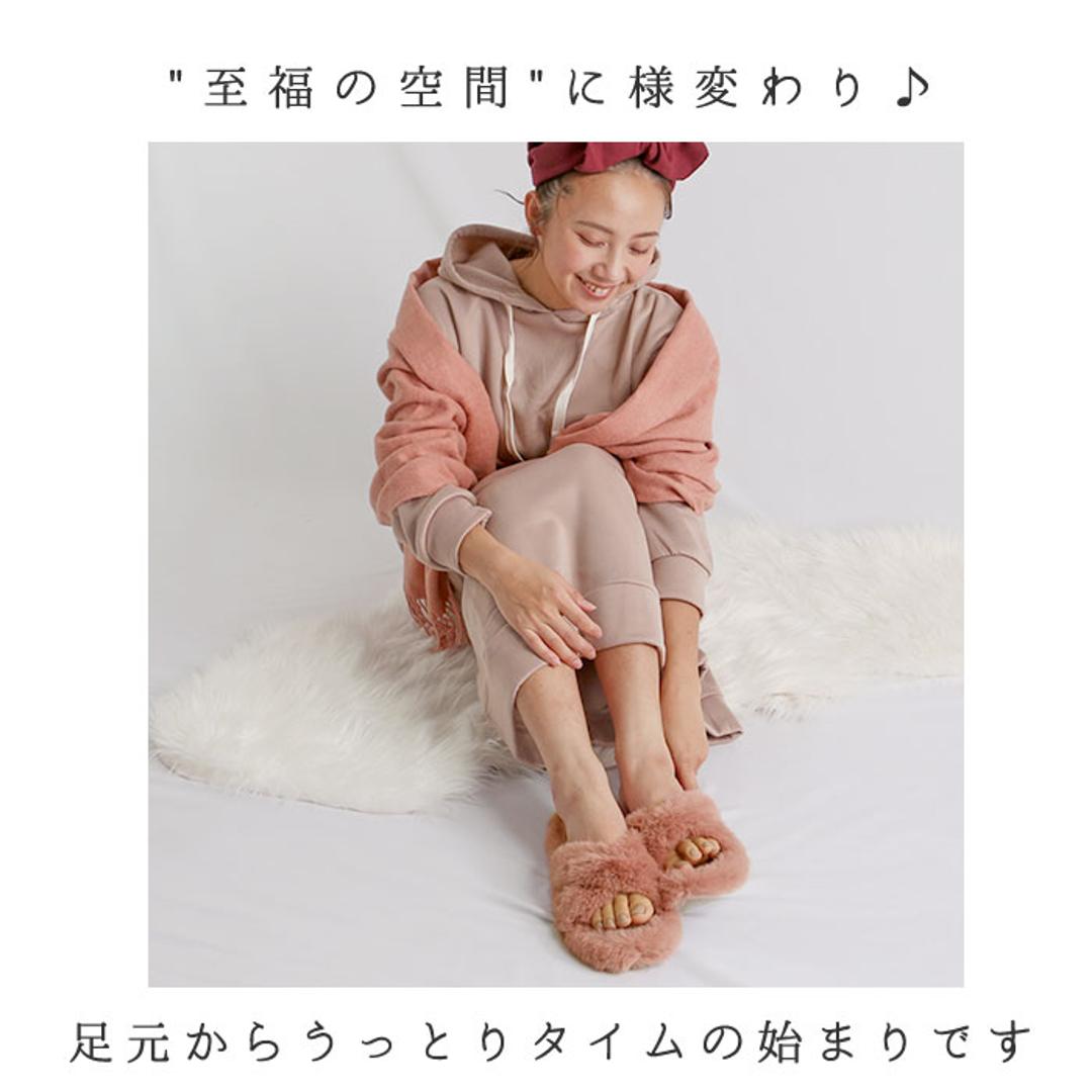 スリッパ おしゃれ 冬用 通販 ルームシューズ 冬 フェイク ファー レディース もこもこ あったか 大人 可愛い 暖かい かわいい 女の子 前開き 前あき 室内履き オシャレ 雑貨 インテリア イエロー 22.5CM(35)