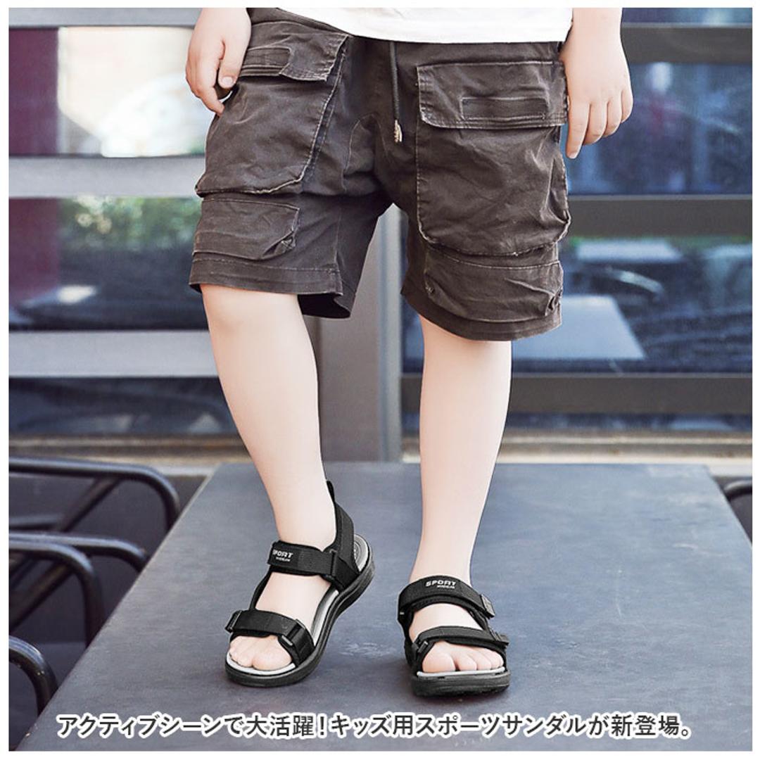 スポーツサンダル キッズ 通販 サンダル ビーチサンダル ウォーターシューズ サマーシューズ キッズサンダル アクアシューズ 子供用 男の子 子供 軽量 通気性 履きやすい 子ども こども お出かけ 春 夏 ブラック 【即日発送】31(18.8cm)