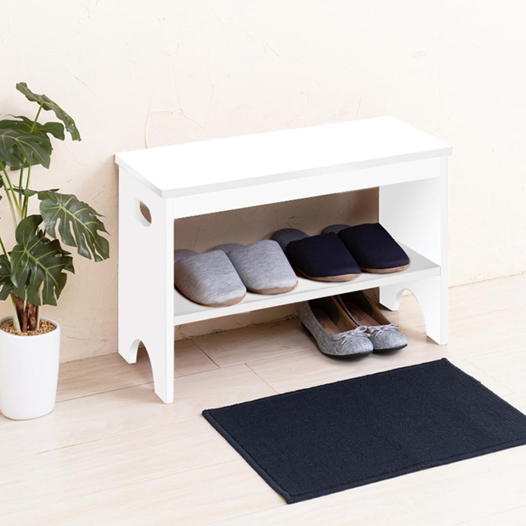 玄関 ベンチ 収納 60 通販 エントランスベンチ 玄関椅子 介護 玄関ベンチ 永井興産 NK-7407 スツール チェア 椅子 いす イス 玄関収納 シューズラック 棚 木製 スリッパ置き 荷物置き おしゃれ 敬老の日 プレゼント インテリア 雑貨 ブラウン 【即日発送】60サイズ