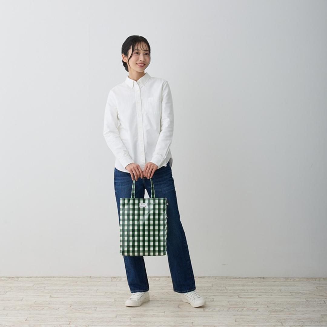 ルートート トートバッグ ラミネート ROOTOTE 1028 通販 トートバック レッスンバッグ A4 縦型 縦長 レディース 通学 通勤 手提げバッグ 手提げかばん 手提げカバン 手提げ鞄 かわいい おしゃれ チェック ギンガムチェック A-quatre C_GREEN ・