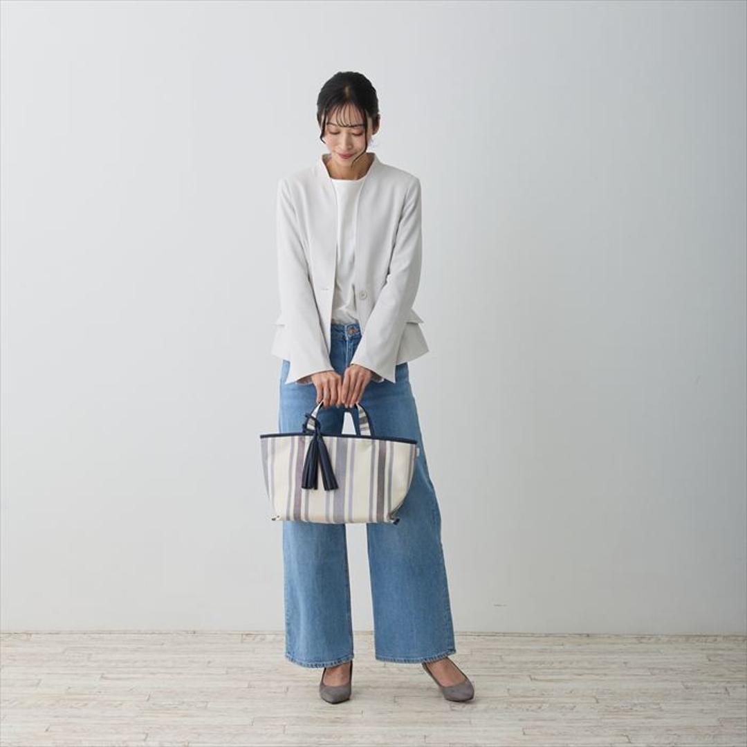 ルートート トートバッグ ROOTOTE 1070 通販 トートバック 小さめ レディース 通学 通勤 手提げバッグ 手提げかばん 手提げカバン 手提げ鞄 おしゃれ シンプル 大人 きれいめ タッセル チャーム ストライプ DELI ワイド デリ BLUEGRAY ・