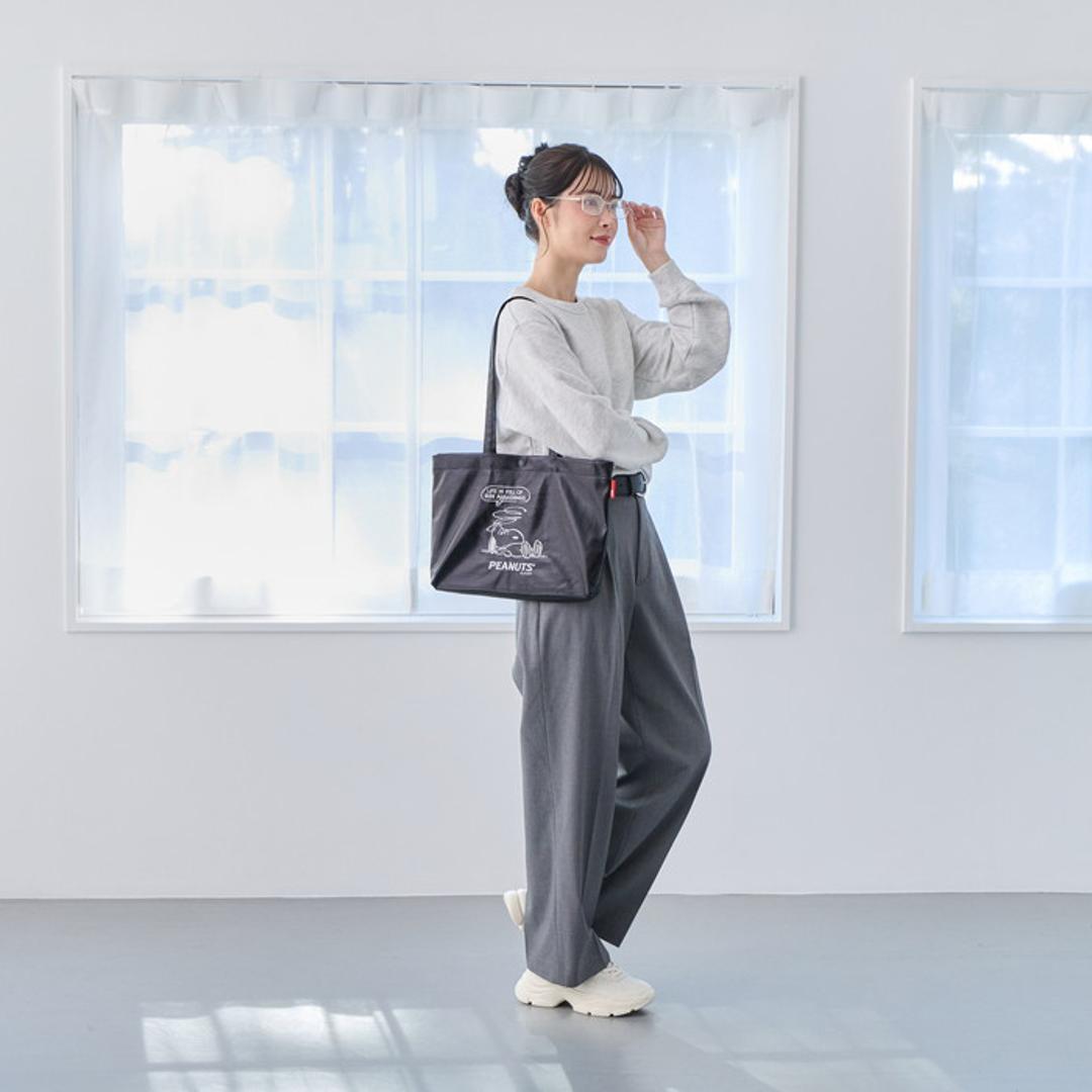 ルートート スヌーピー ROOTOTE 8445 通販 トートバッグ 肩掛けバッグ レッスンバッグ 手提げバッグ A4 通勤 通学 大きめ 横長 横型 キャラクター A-quatre アーキャトル SNOOPY 大人 かわいい おしゃれ 可愛い レディースバッグ Black ・