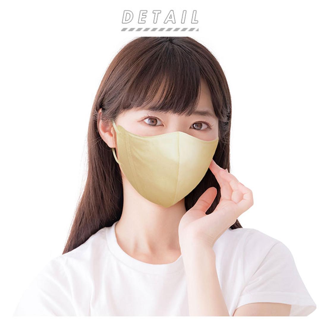 12個セット】立体型スパンレース不織布カラーマスク（ベージュ）30枚入り（個別包装）