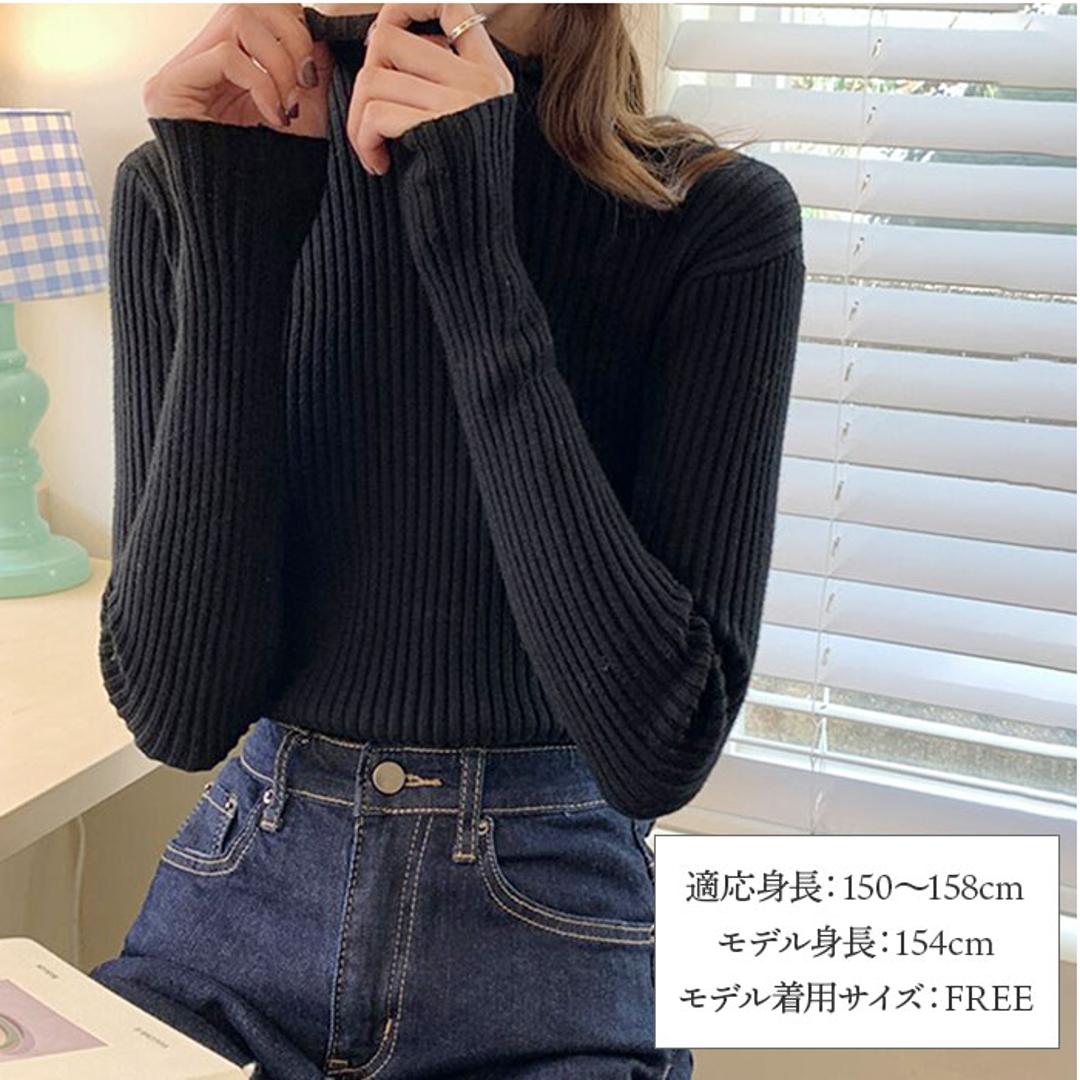 ニット トップス 冬 通販 リブニット ハイネック セーター 長袖 ハイネックニット ハイネックセーター インナーニット レディース きれいめ 秋冬 秋 大人 かわいい おしゃれ 可愛い 女性 nit-041 ダイヤモンドハーツ Diamond Hearts ブラック ・