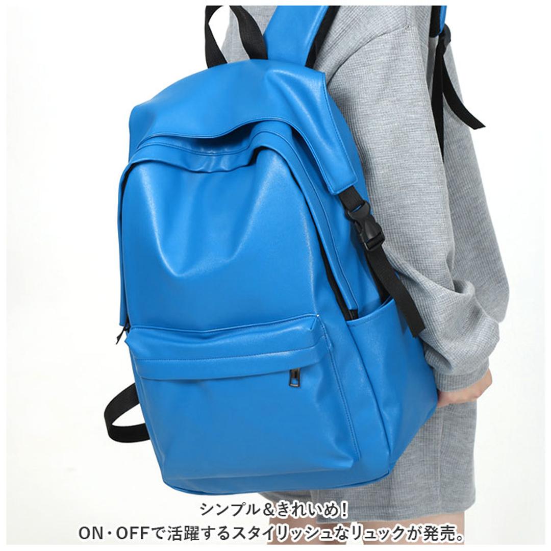 リュック 大容量 通学 通販 リュックサック デイパック ナップザック バックパック 耐摩耗性 やわらかい 柔らかい ジッパー PUレザー 無地 ユニセックス メンズ レディース シンプル 旅行 通勤 おしゃれ ブラック ・