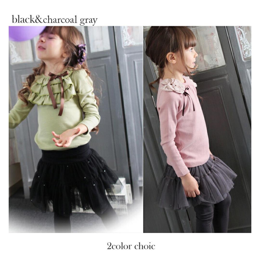 Rora スカート キッズ 女の子 通販 スカートパンツ 10001142 スカッツ レギンス付きスカート チュールスカート チュチュスカート ふんわり キラキラ フォーマル パーティー かわいい オシャレ 可愛い ボトムス 子ども服 子供服 キッズファッション ブラック 100cm