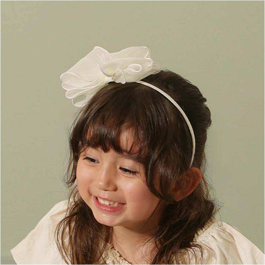 RORA カチューシャ 細め 通販 ローラ グレース ヘッドドレス ヘアアクセサリー 髪飾り キッズ 子供 子ども こども 女の子 女子 リボン シフォン フォーマル おしゃれ かわいい 入園式 卒園式 入学式 卒業式 発表会 結婚式 キッズファッション アイボリー ・