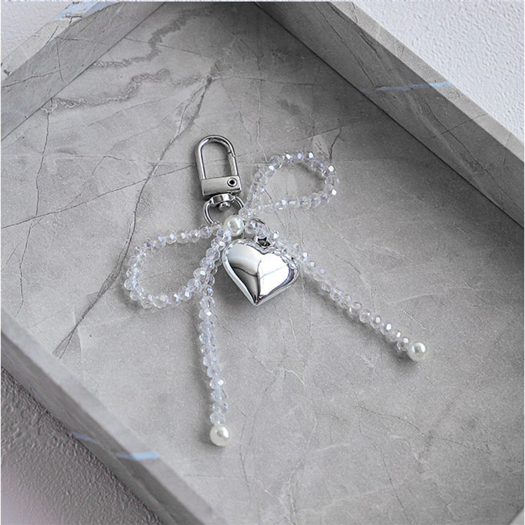 Rora キーリング 通販 ローラ クリストール キーホルダー キーチャーム バッグチャーム ナスカン ハート パール ハート型 チャーム シルバー おしゃれ かわいい キッズ 子供 こども 子ども 女の子 女子 レディース ファッション雑貨 キッズファッション クリアー ・