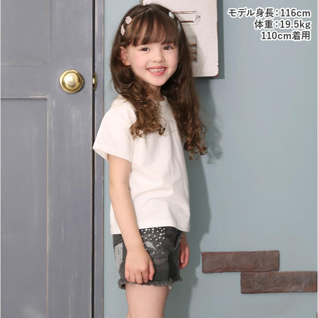 Rora ショートパンツ 通販 ローラ エステラ ハーフパンツ 短パン デニムパンツ デニム キッズ 子供 こども 子ども 女の子 女子 パール レース おしゃれ かわいい オシャレ 可愛い カジュアル ボトムス 子ども服 子供服 キッズファッション チャコールグレー 110cm