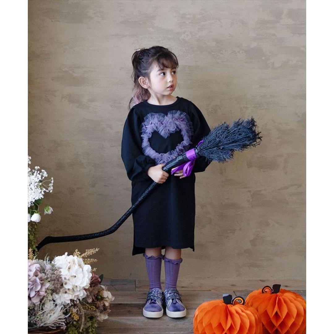 Rora ワンピース 通販 ムラサキ ハートワンピース 子供服 キッズワンピース 長袖 カジュアル ハート レース 女の子 キッズ 子供 こども 子ども お出かけ フォーマル おしゃれ かわいい オシャレ 可愛い オールインワン 子ども服 キッズファッション ブラック 110cm